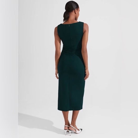 Banana Republic Forrest Green Ruched, Crewneck, Sleeveless Bodycon Dress. - Picture 4 of 12